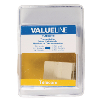 VLTB90990I Telecom-adapter rj11 (4/6) male - 2x rj11 (4/6) female ivoor Verpakking foto